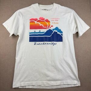 Vintage Fruit of the Loom Shirt Men L White Breckenridge Bike USA Single Stitch